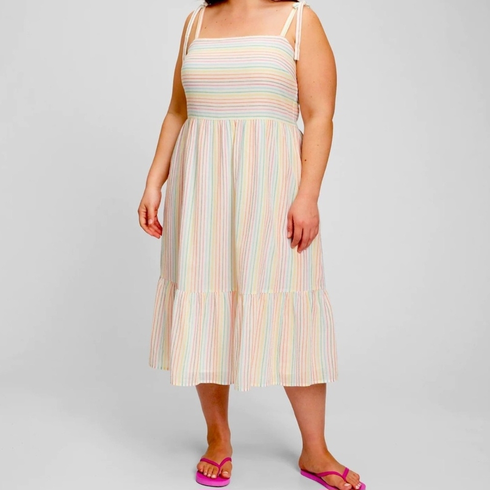 GAP Rainbow Striped Midi Dress